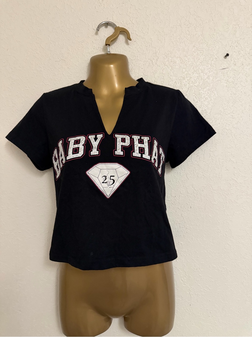 Baby Phat Black Short-Sleeve Logo Tee with Diamond Graphic